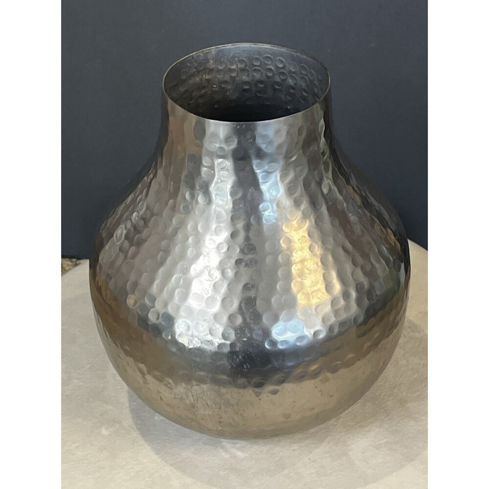 West Elm Hammered Silver Tone 8" Metal Art Vase